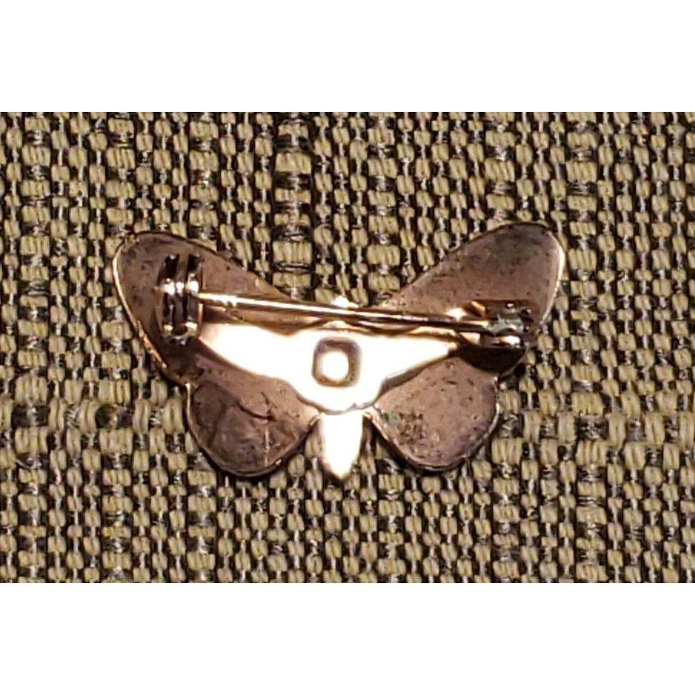 Vtg Unsigned Butterfly In Flight Metal Pin In White, Black, Gold Color Accents - Picture 2 of 9